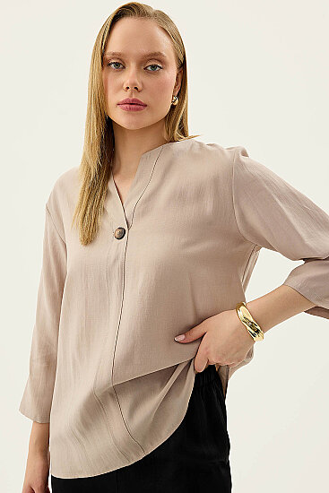 Tek Düğme Salaş Bluz - 10