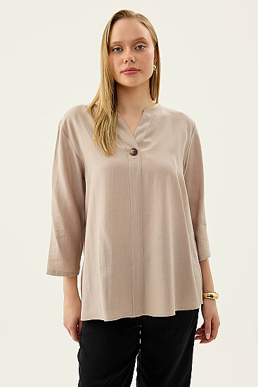 Tek Düğme Salaş Bluz - 11