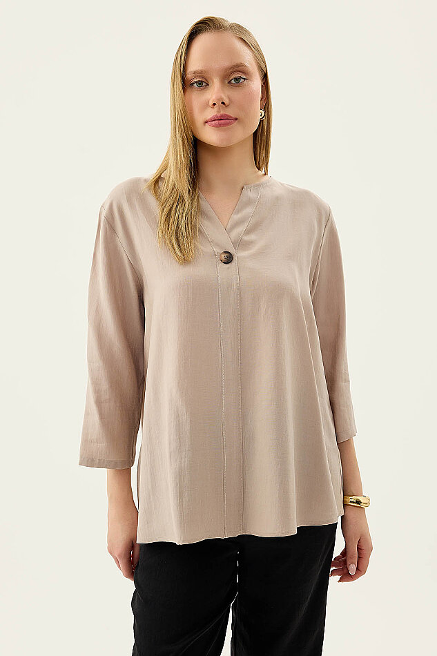 Tek Düğme Salaş Bluz - 11