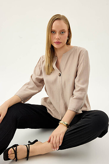 Tek Düğme Salaş Bluz - 13