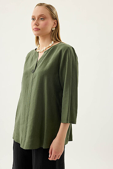 Tek Düğme Salaş Bluz - 17