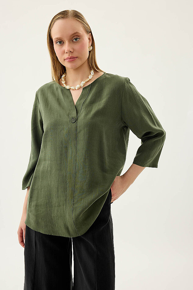 Tek Düğme Salaş Bluz - 18