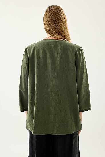 Tek Düğme Salaş Bluz - 16