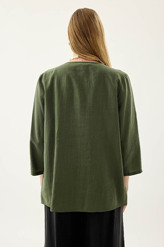 Tek Düğme Salaş Bluz - 16