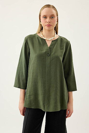 Tek Düğme Salaş Bluz - 21