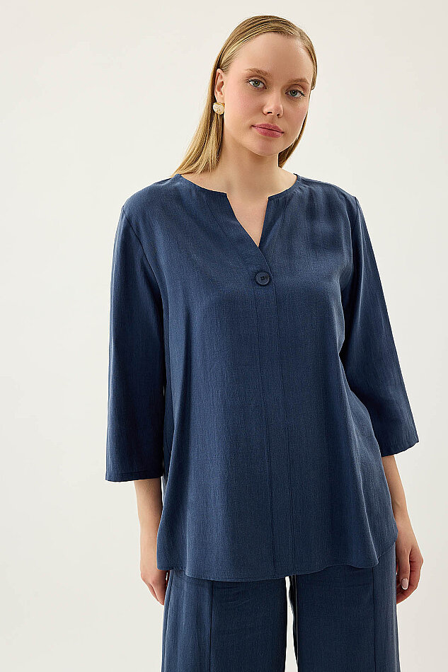 Tek Düğme Salaş Bluz - 23