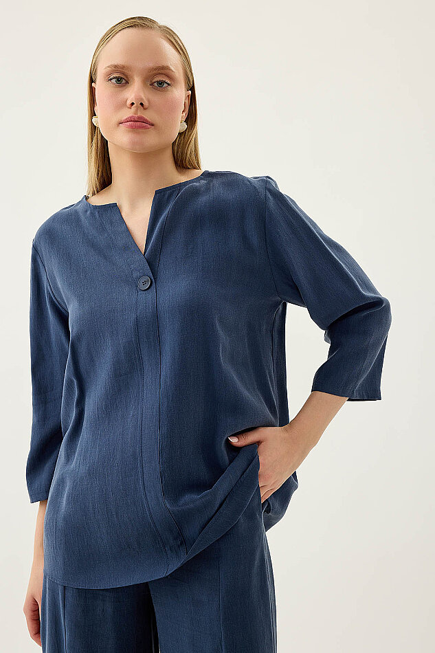 Tek Düğme Salaş Bluz - 22