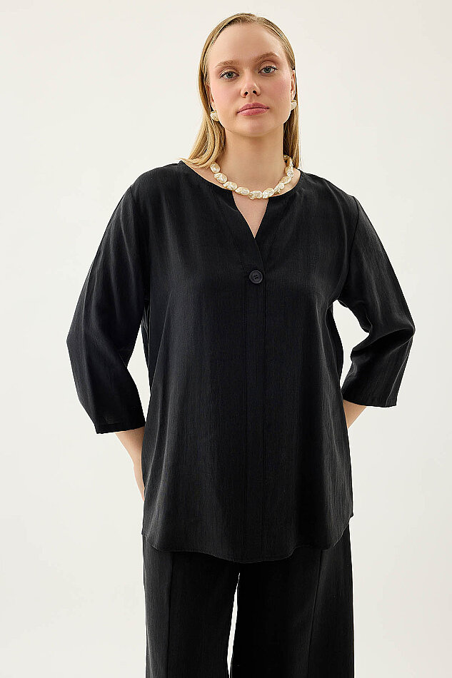 Tek Düğme Salaş Bluz - 27