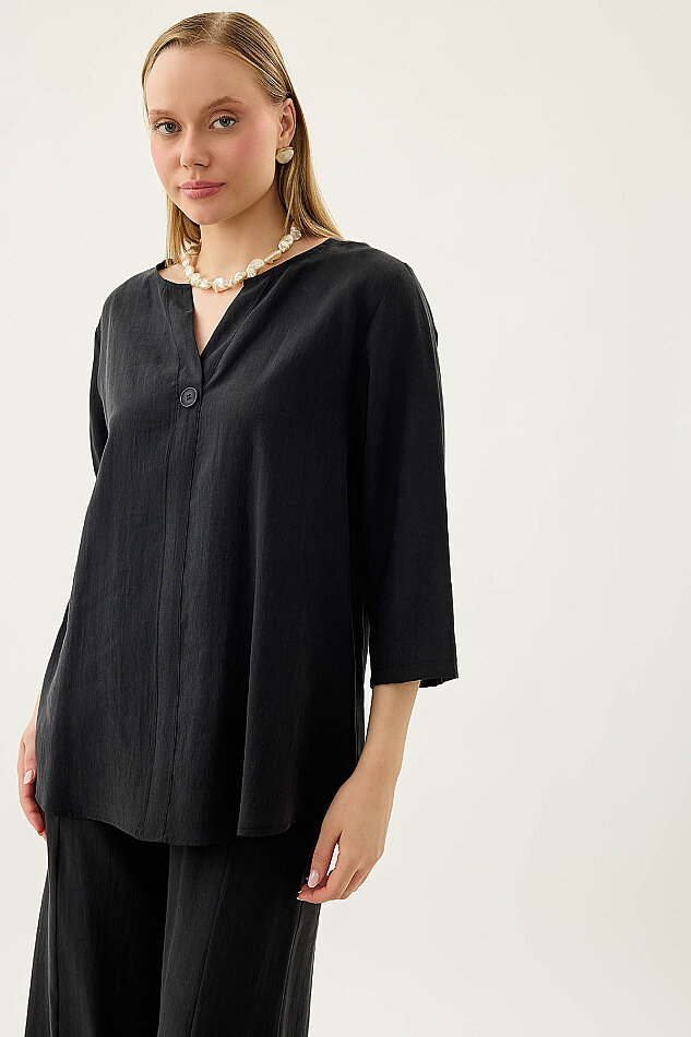 Tek Düğme Salaş Bluz - 28