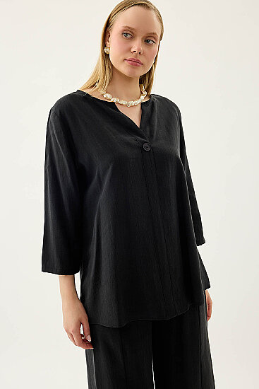 Tek Düğme Salaş Bluz - 32