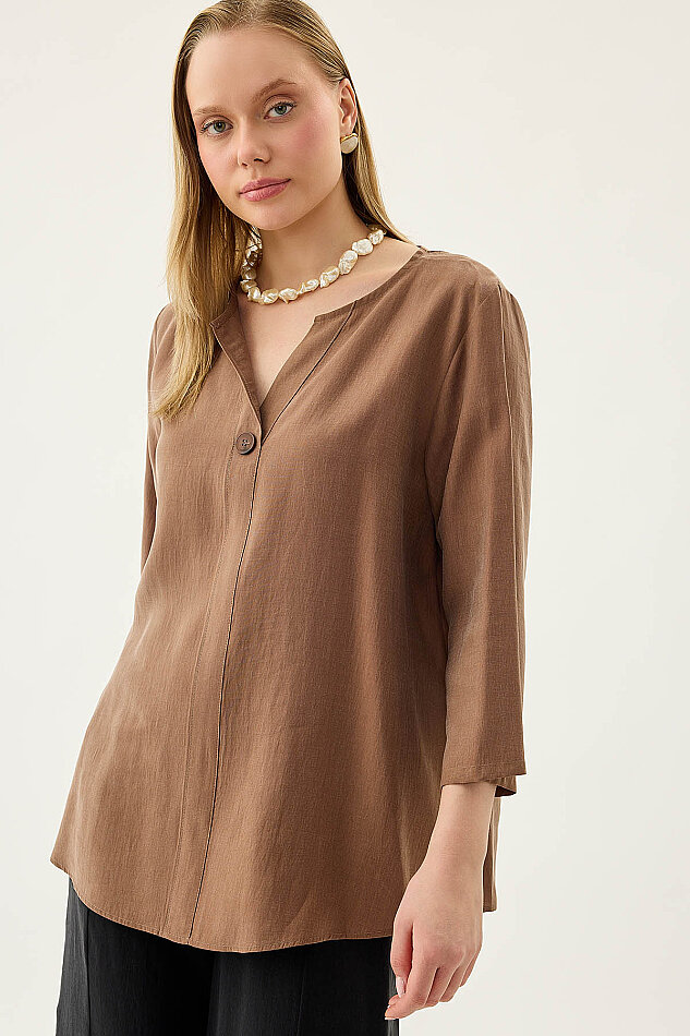 Tek Düğme Salaş Bluz - 36