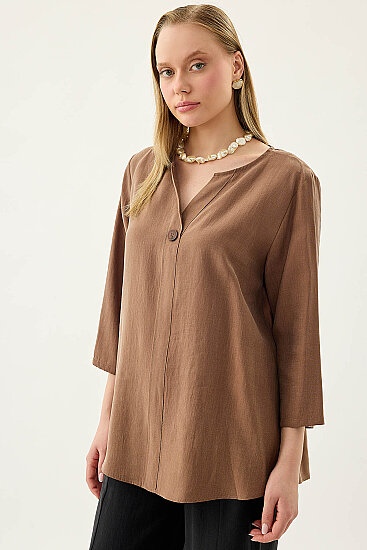 Tek Düğme Salaş Bluz - 38