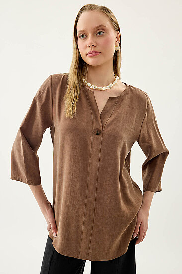 Tek Düğme Salaş Bluz - 40