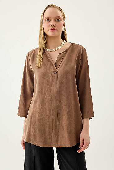 Tek Düğme Salaş Bluz - 34