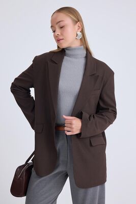 Tek Düğme Vatkalı Ceket - Thumbnail (9)