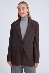 Tek Düğme Vatkalı Ceket - 8