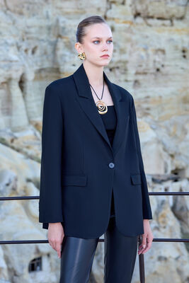 Tek Düğme Vatkalı Ceket - Thumbnail (17)