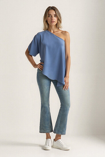 Tek Omuz Kayık Yaka Bluz - 2