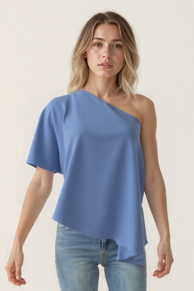 Tek Omuz Kayık Yaka Bluz - 5