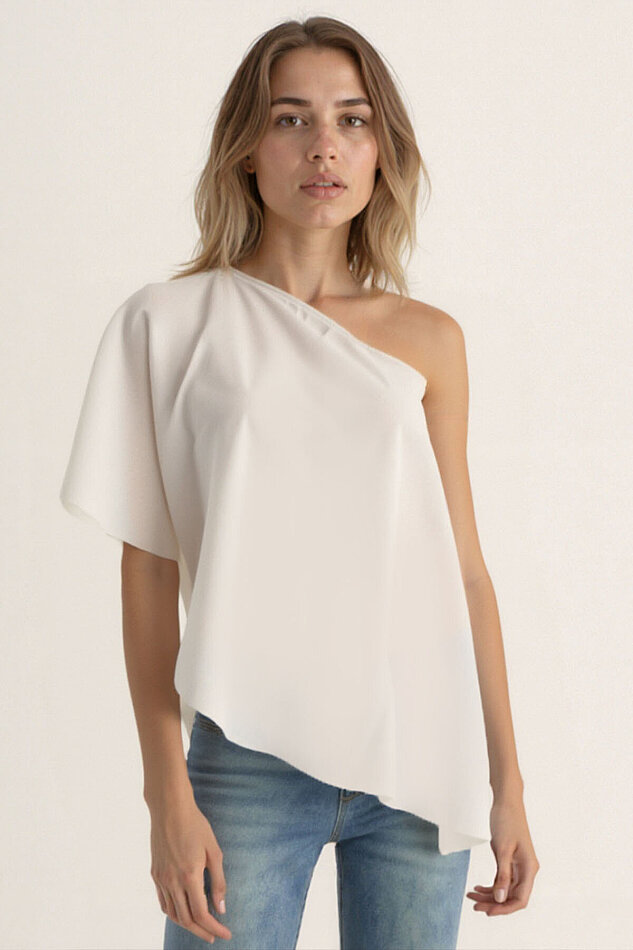 Tek Omuz Kayık Yaka Bluz - 7