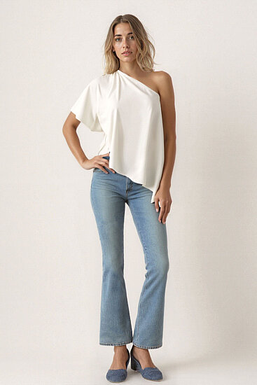 Tek Omuz Kayık Yaka Bluz - 8