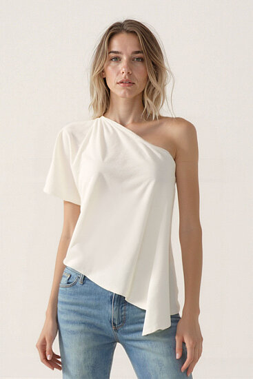 Tek Omuz Kayık Yaka Bluz - 9