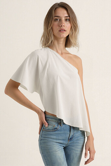 Tek Omuz Kayık Yaka Bluz - 11