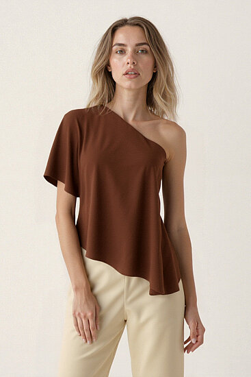 Tek Omuz Kayık Yaka Bluz - 13