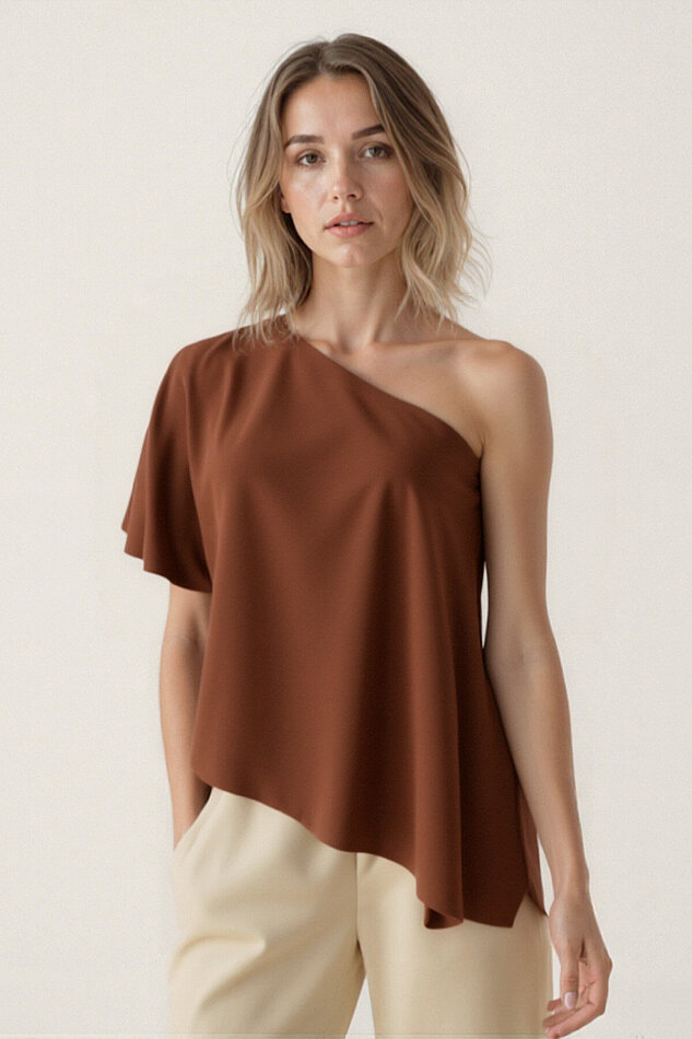 Tek Omuz Kayık Yaka Bluz - 16