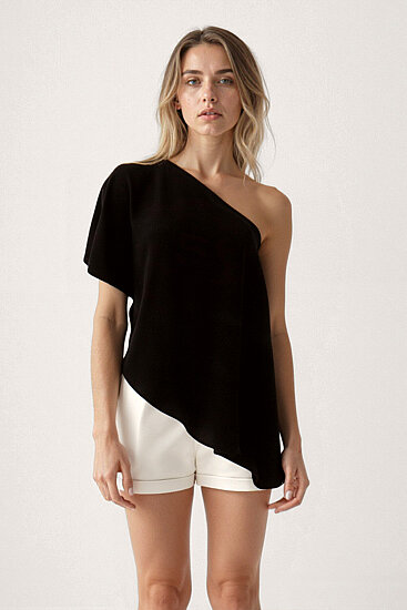 Tek Omuz Kayık Yaka Bluz - 40