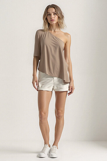 Tek Omuz Kayık Yaka Bluz - 46