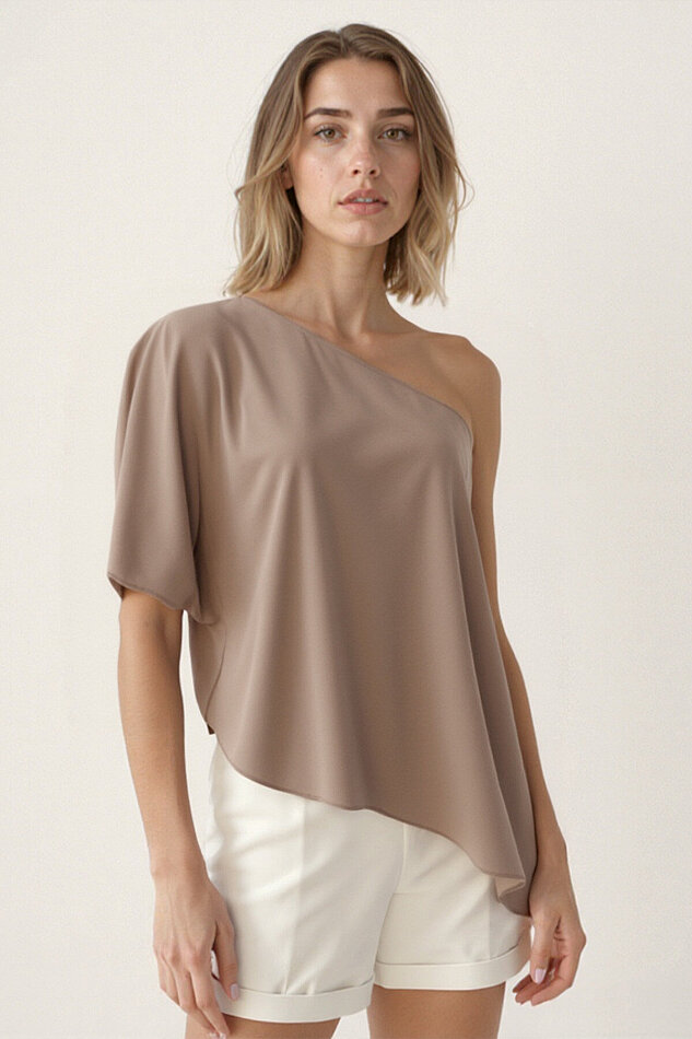 Tek Omuz Kayık Yaka Bluz - 47