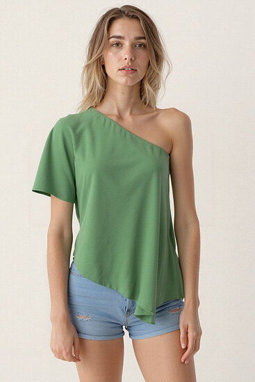 Tek Omuz Kayık Yaka Bluz - 58