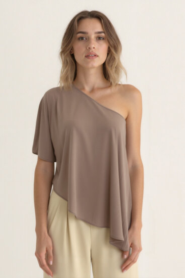 Tek Omuz Kayık Yaka Modal Bluz - 1
