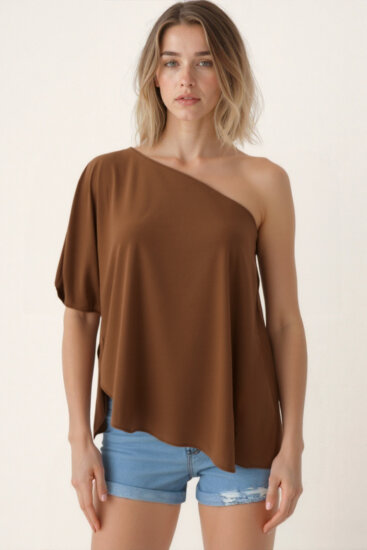 Tek Omuz Kayık Yaka Modal Bluz - 7