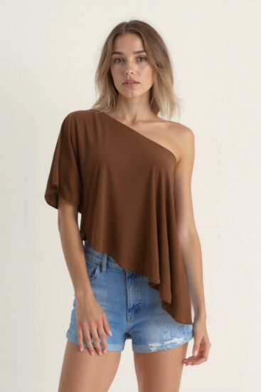 Tek Omuz Kayık Yaka Modal Bluz - 9