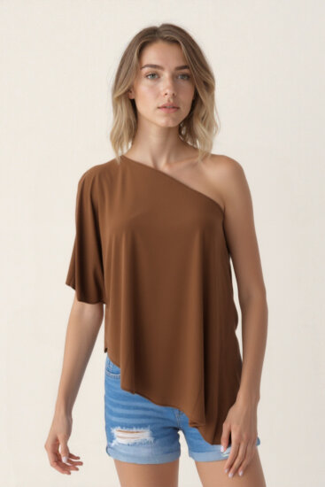 Tek Omuz Kayık Yaka Modal Bluz - 10