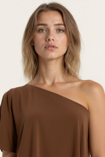 Tek Omuz Kayık Yaka Modal Bluz - 11