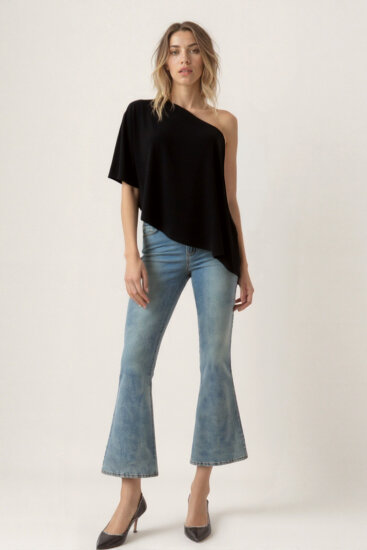 Tek Omuz Kayık Yaka Modal Bluz - 14