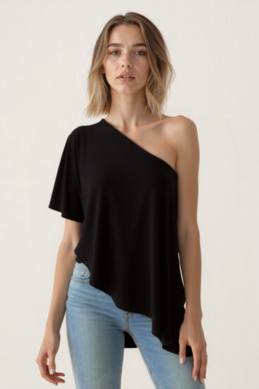 Tek Omuz Kayık Yaka Modal Bluz - 15