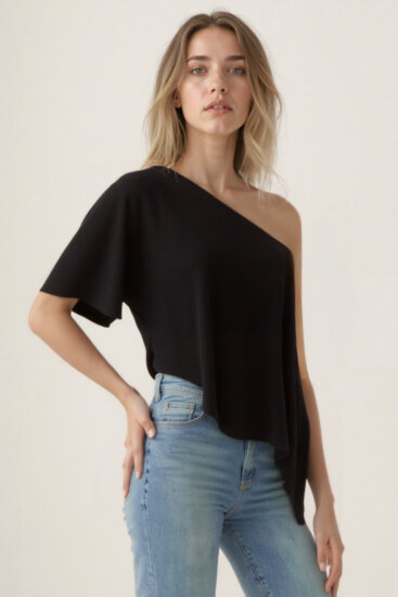 Tek Omuz Kayık Yaka Modal Bluz - 16