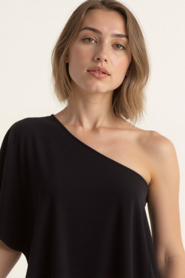 Tek Omuz Kayık Yaka Modal Bluz - 18