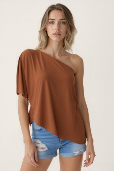 Tek Omuz Kayık Yaka Modal Bluz - 19