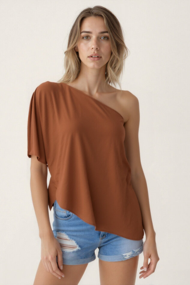 Tek Omuz Kayık Yaka Modal Bluz - 19