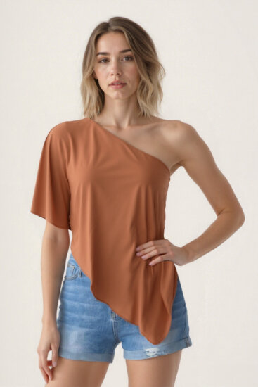 Tek Omuz Kayık Yaka Modal Bluz - 21