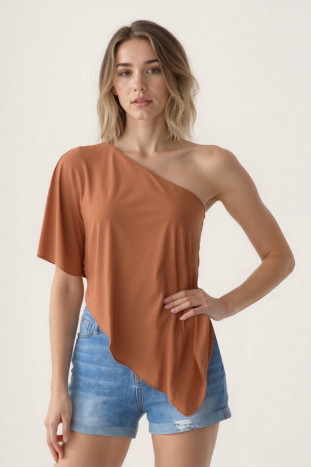 Tek Omuz Kayık Yaka Modal Bluz - 21