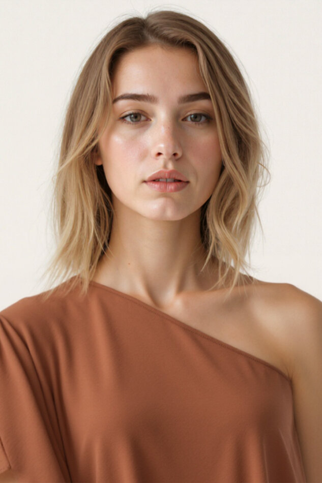 Tek Omuz Kayık Yaka Modal Bluz - 23