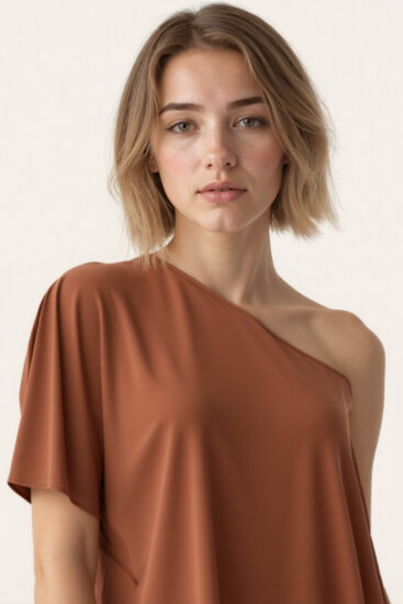 Tek Omuz Kayık Yaka Modal Bluz - 24