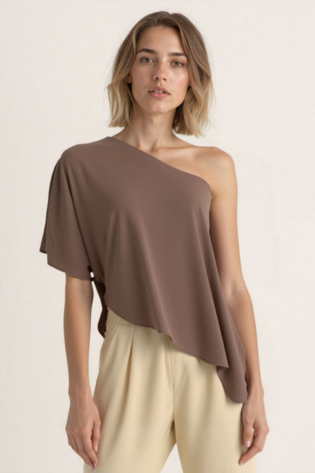 Tek Omuz Kayık Yaka Modal Bluz - 25