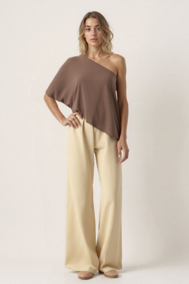 Tek Omuz Kayık Yaka Modal Bluz - 26